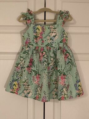 Mint Floral Ruffle-Shoulder Sundress for Girls Size 24 Months EUC